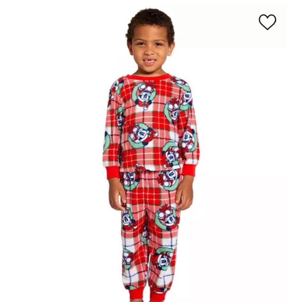 Mickey Mouse Christmas Holiday Red Plaid Pajama Set - Size 6